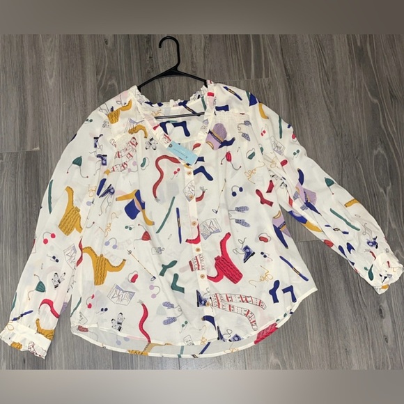 NWT Anthropologie Plus Maeve Snow Day Blouse 16W - Picture 2 of 7